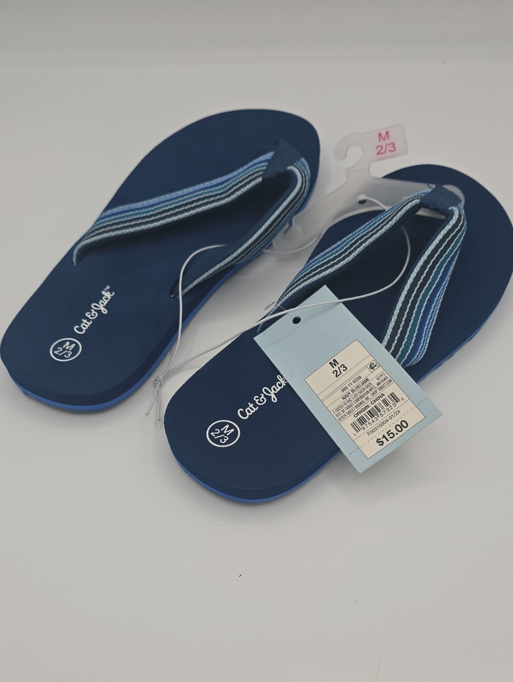 Cat & Jack Boys Blue Flip Flops Size 2/3